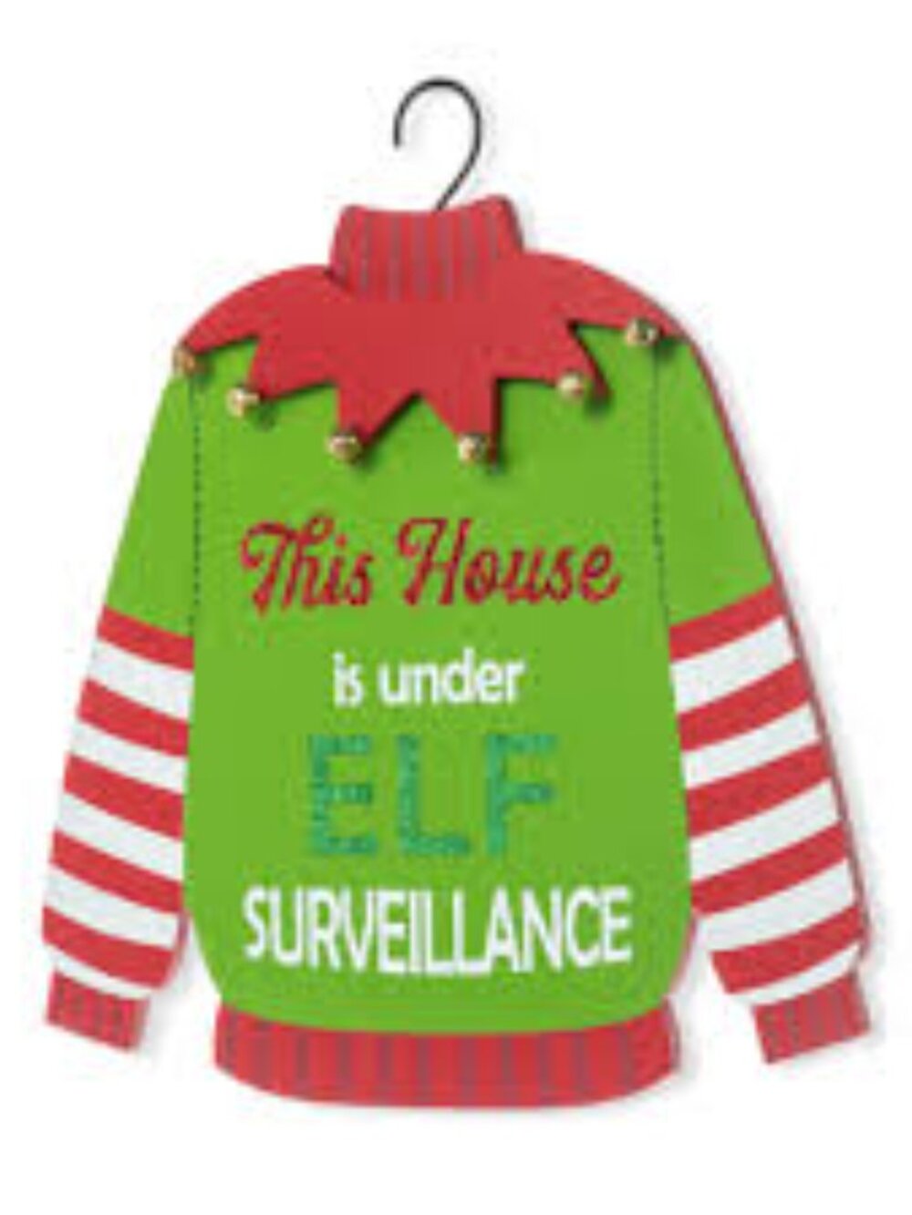 Glitzhome 11.50" H Wooden Christmas Elf Word Sign Door Hanger